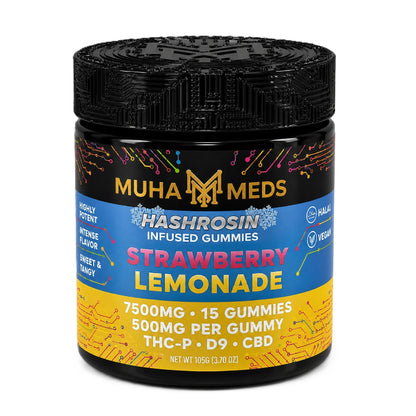 Muha Meds Hash Rosin Infused Gummies - 7500mg Strawberry Lemonade