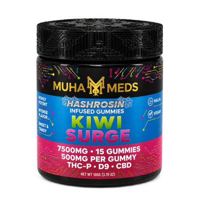 Muha Meds Hash Rosin Infused Gummies - 7500mg Kiwi Surge