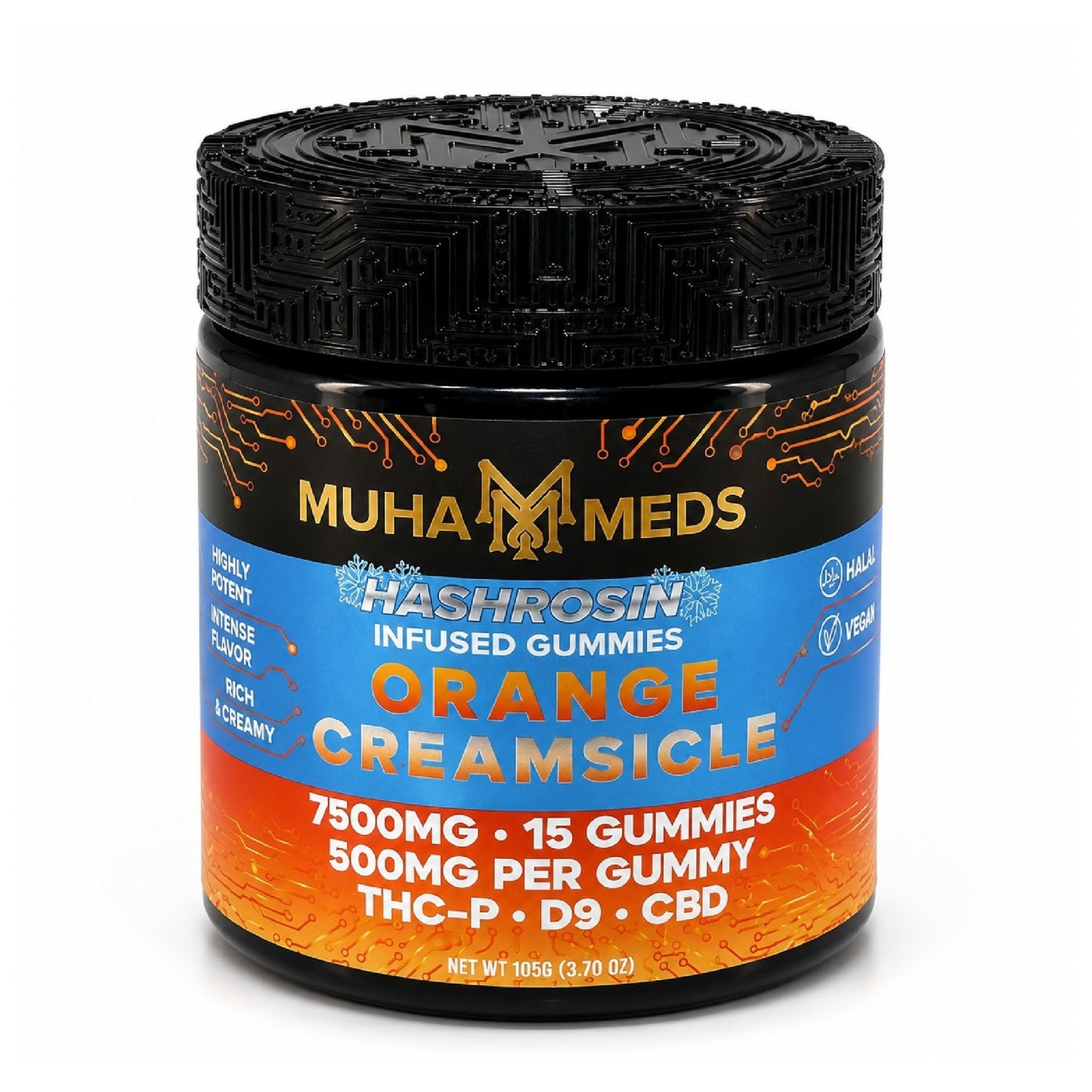 Muha Meds Hash Rosin Infused Gummies - 7500mg Orange Creamsicle