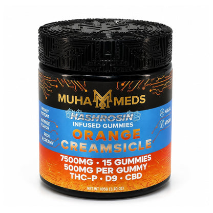 Muha Meds Hash Rosin Infused Gummies - 7500mg Orange Creamsicle