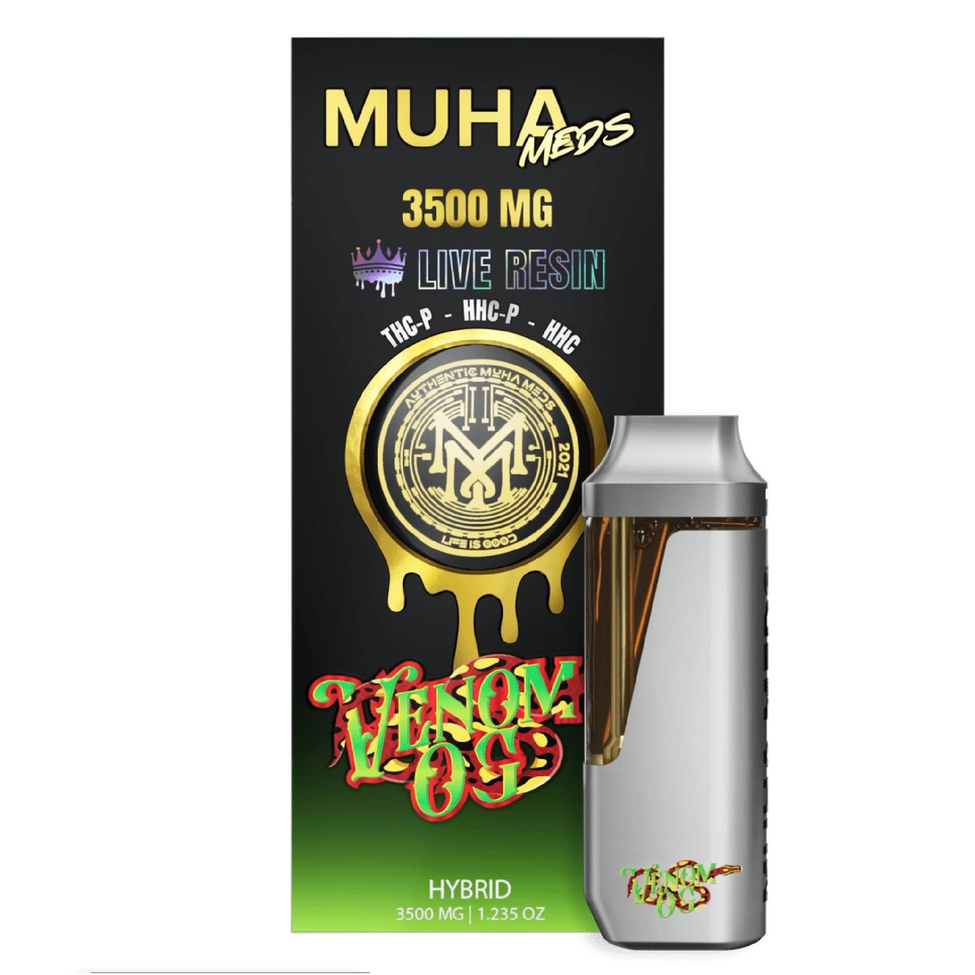 Muha Meds Live Resin HHC + THC-P Vaporizer - 3500mg Venom OG