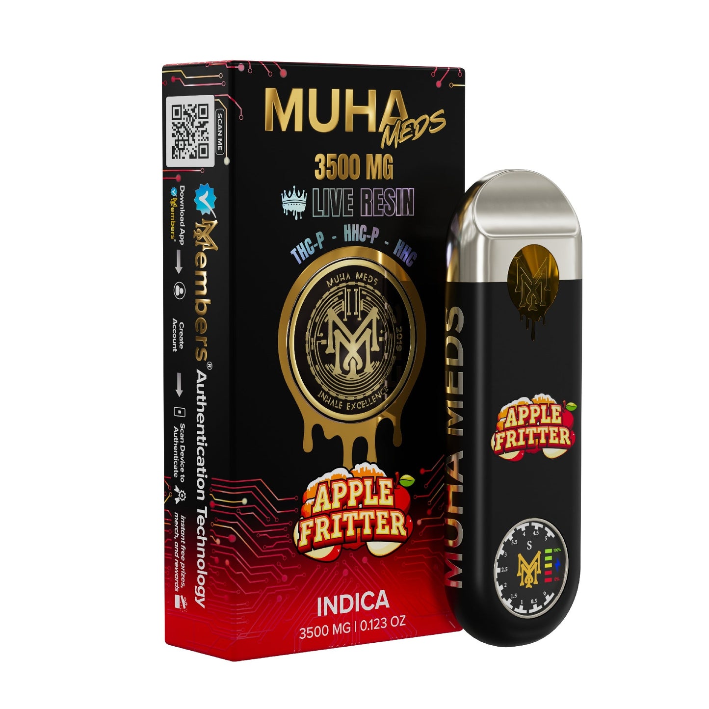 Muha Meds Live Resin THC-P + HHC New Gen 3 Vaporizer - 3500mg Apple Fritter (I)