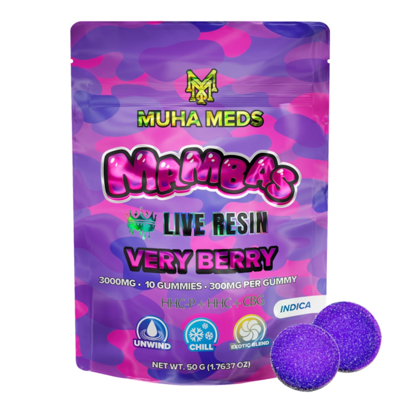 Muha Meds Live Resin Very Berry Gummies - 3000mg