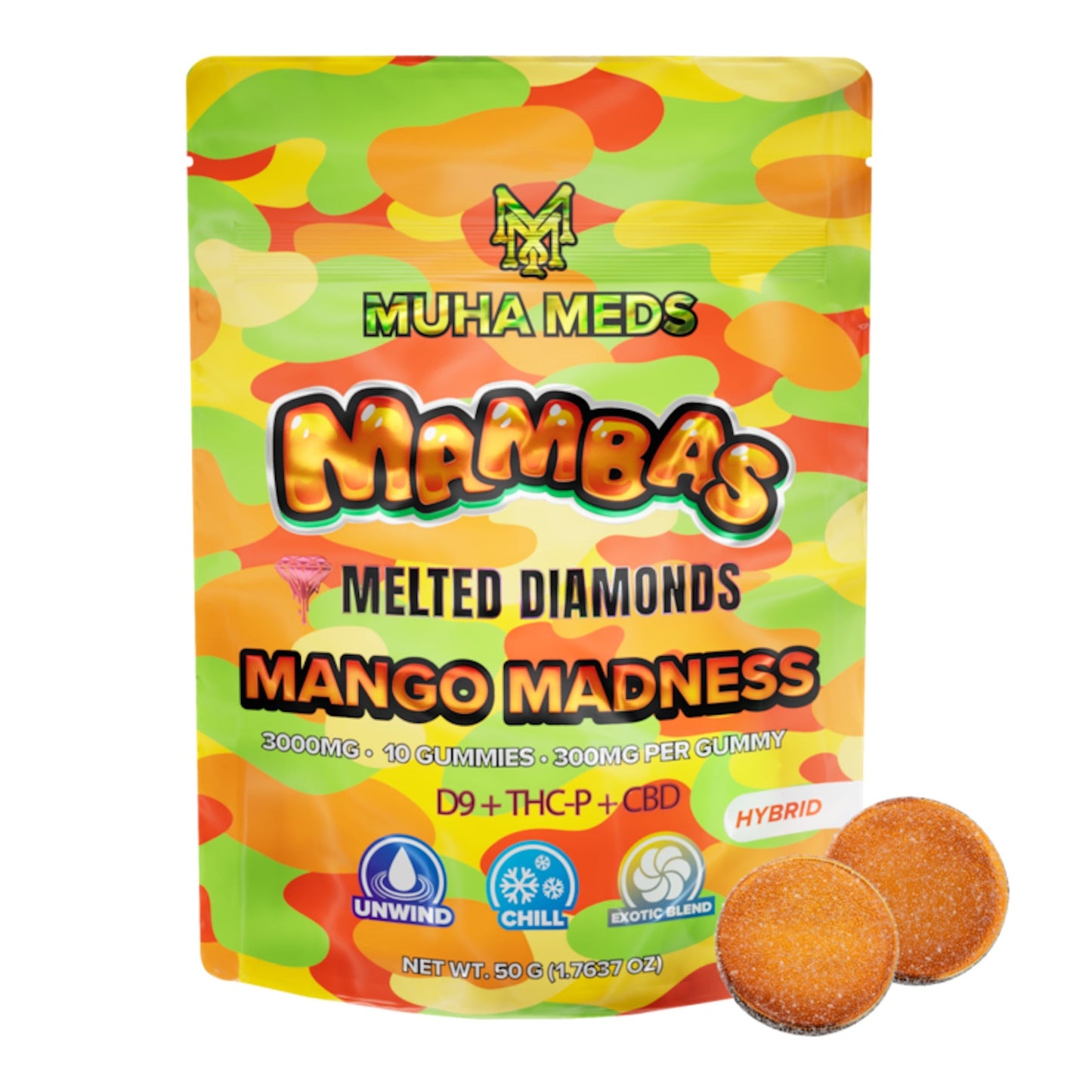 Muha Meds Melted Diamond Mango Madness Gummies - 3000mg