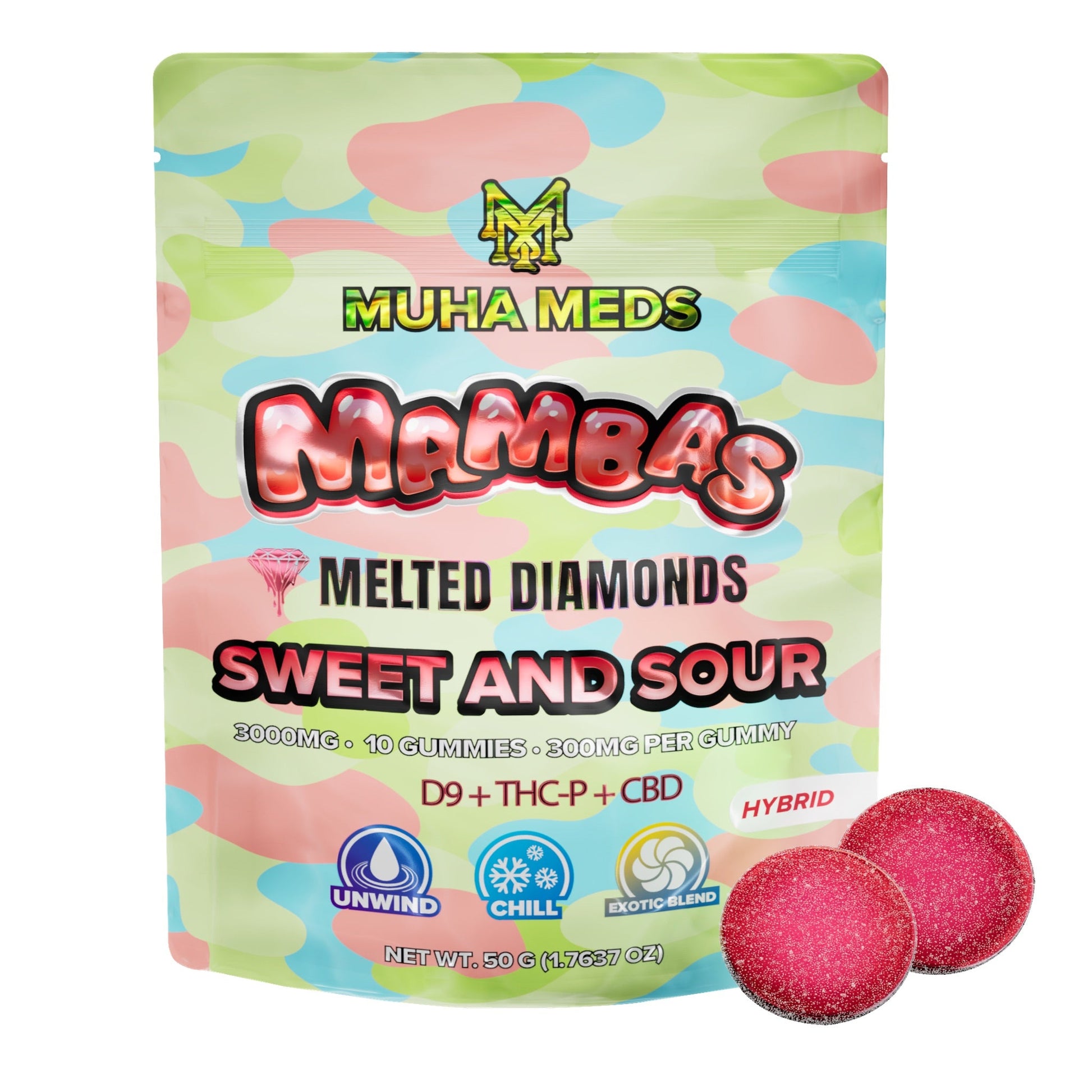 Muha Meds Melted Diamond Sweet And Sour Gummies - 3000mg