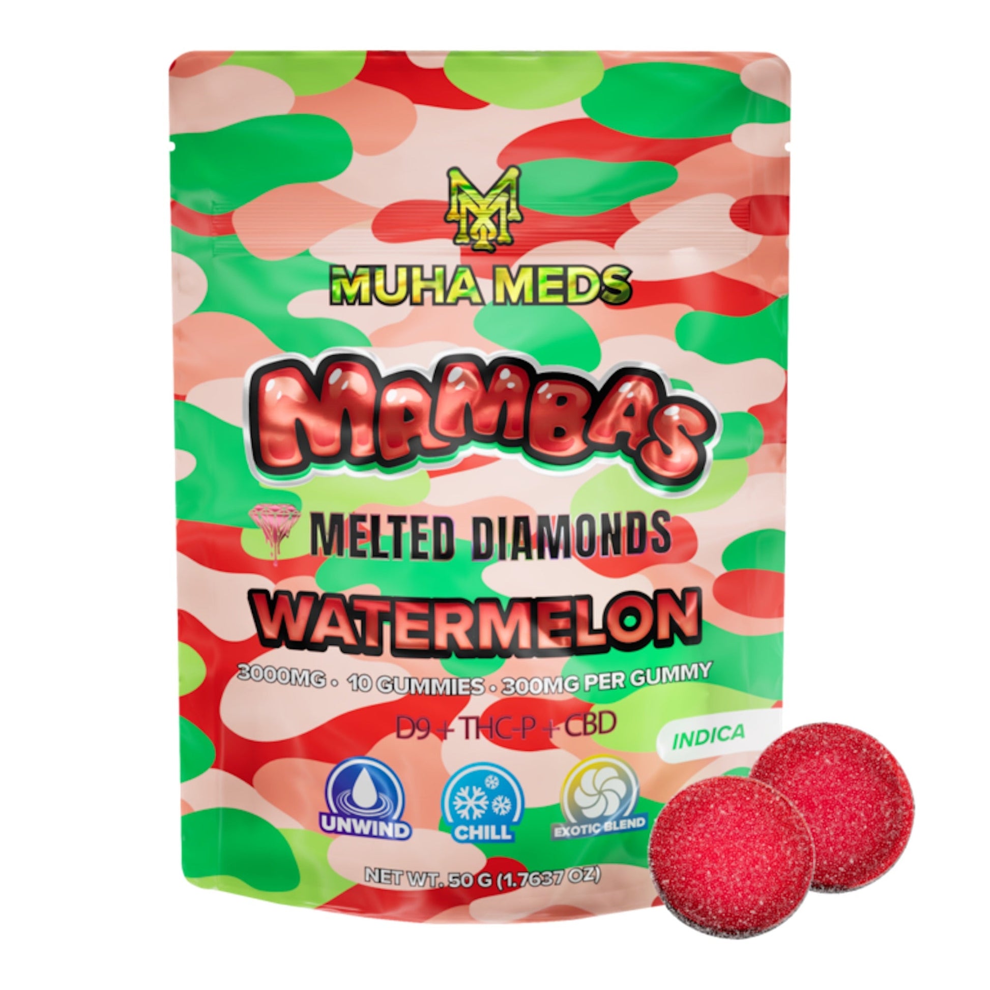 Muha Meds Melted Diamond Watermelon Gummies - 3000mg