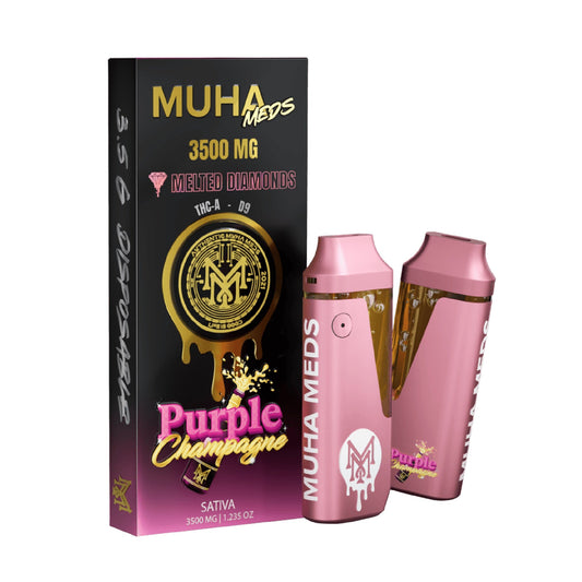 Muha Meds Melted Diamonds THC-A + Delta 9 Vaporizer - 3500mg Purple Champagne