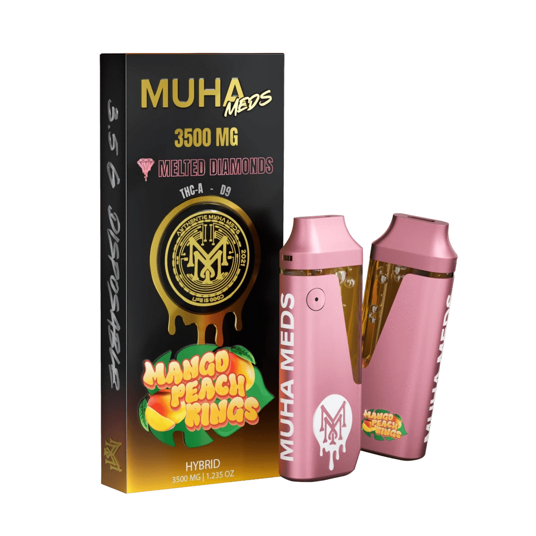 Muha Meds Melted Diamonds THC-A + Delta 9 Vaporizer - 3500mg Mango Peach Rings (H)