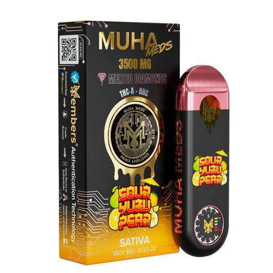 Muha Meds Melted Diamonds THC-A + HHC New Gen 3 Vaporizer - 3500mg Sour Yuzu Pear (S)