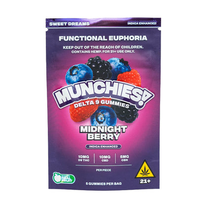 MUNCHIES! Functional Euphoria Delta 9 Boosted Gummies - 5ct Midnight Berry (I)