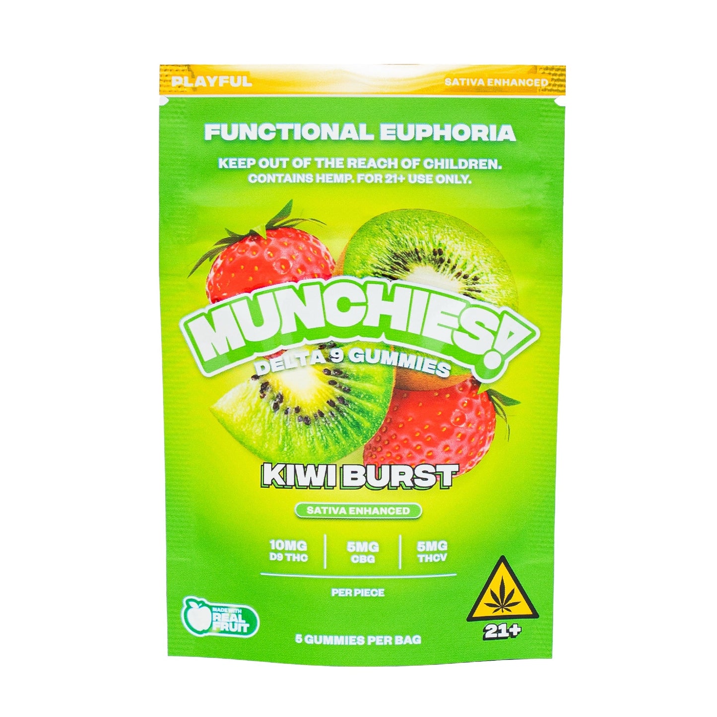 MUNCHIES! Functional Euphoria Delta 9 Boosted Gummies - 5ct Kiwi Burst (S)
