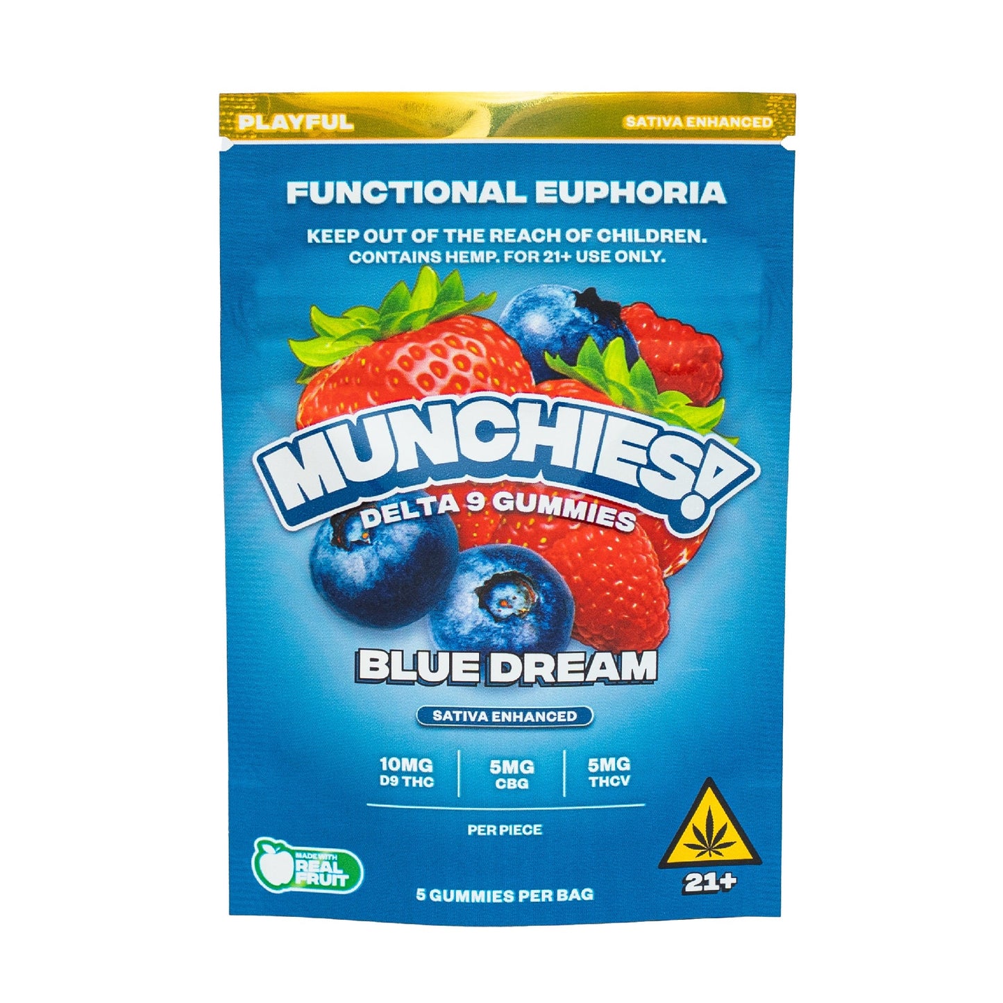 MUNCHIES! Functional Euphoria Delta 9 Boosted Gummies - 5ct Blue Dream (S)