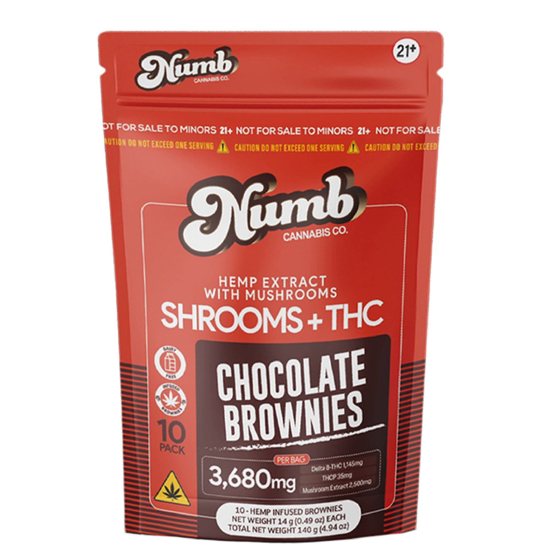 Numb Shroom + THC Blend Chocolate Brownies - 3680mg