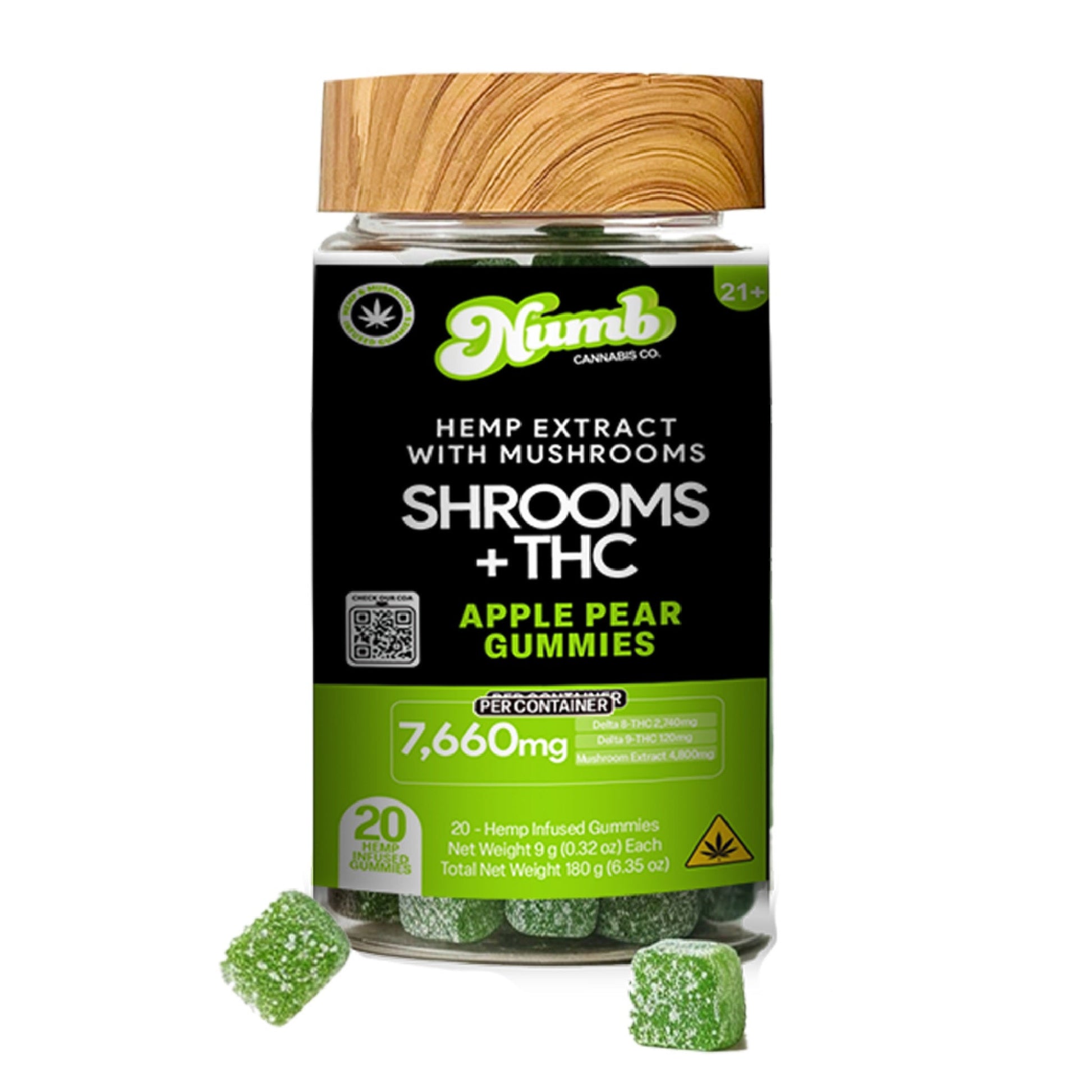 Numb Shroom + THC Blend Gummies - 7660mg Apple Pear