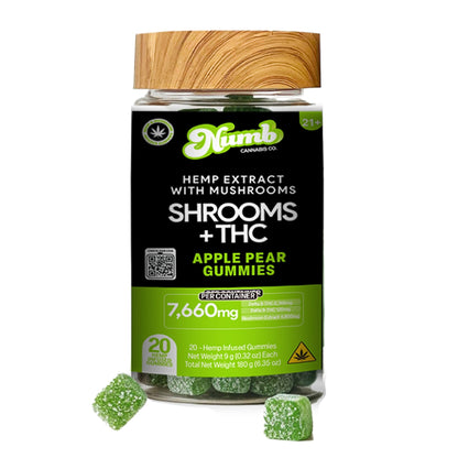 Numb Shroom + THC Blend Gummies - 7660mg Apple Pear