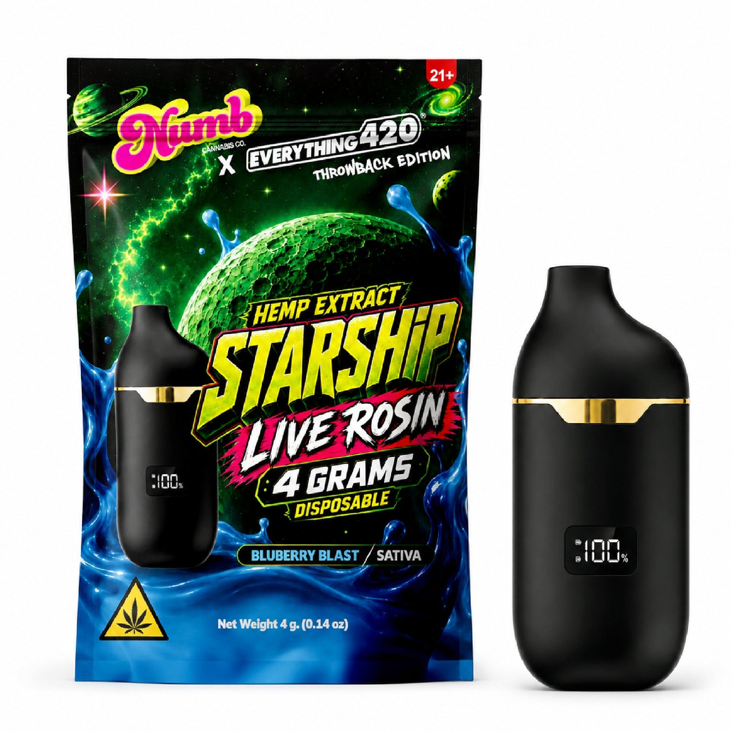 Numb x E420 Starship Device - 4000mg Blueberry Blast