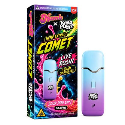 Numb x Koko Puffz Live Rosin Infused Device - 3000mg Sour Dog Sh*t