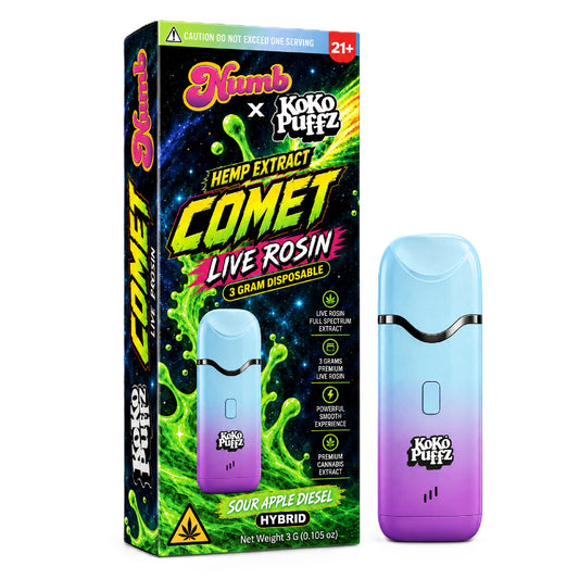 Numb x Koko Puffz Live Rosin Infused Device - 3000mg Sour Apple Diesel
