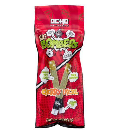 Ocho Big Bombers Glass Tip THC-A Pre-Rolls - 4g (2ct) Cherry Diesel (H)