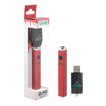 Ooze 510 Thread Quad Power Unit + Smart USB - 500mAh Ruby Red