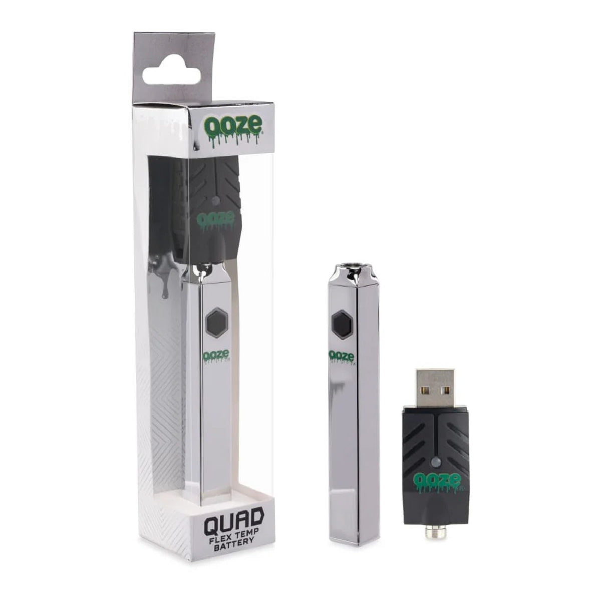 Ooze 510 Thread Quad Power Unit + Smart USB - 500mAh Cosmic Chrome