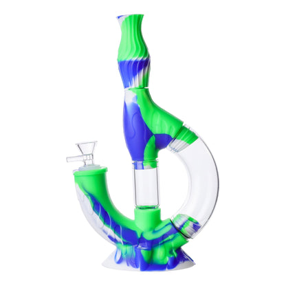 Ooze Echo 4-in-1 Silicone Water Pipe n Nectar Collector - 11in Green