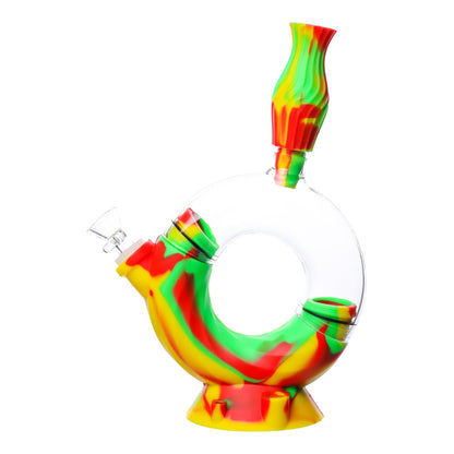 Ooze Echo 4-in-1 Silicone Water Pipe n Nectar Collector - 11in Rasta