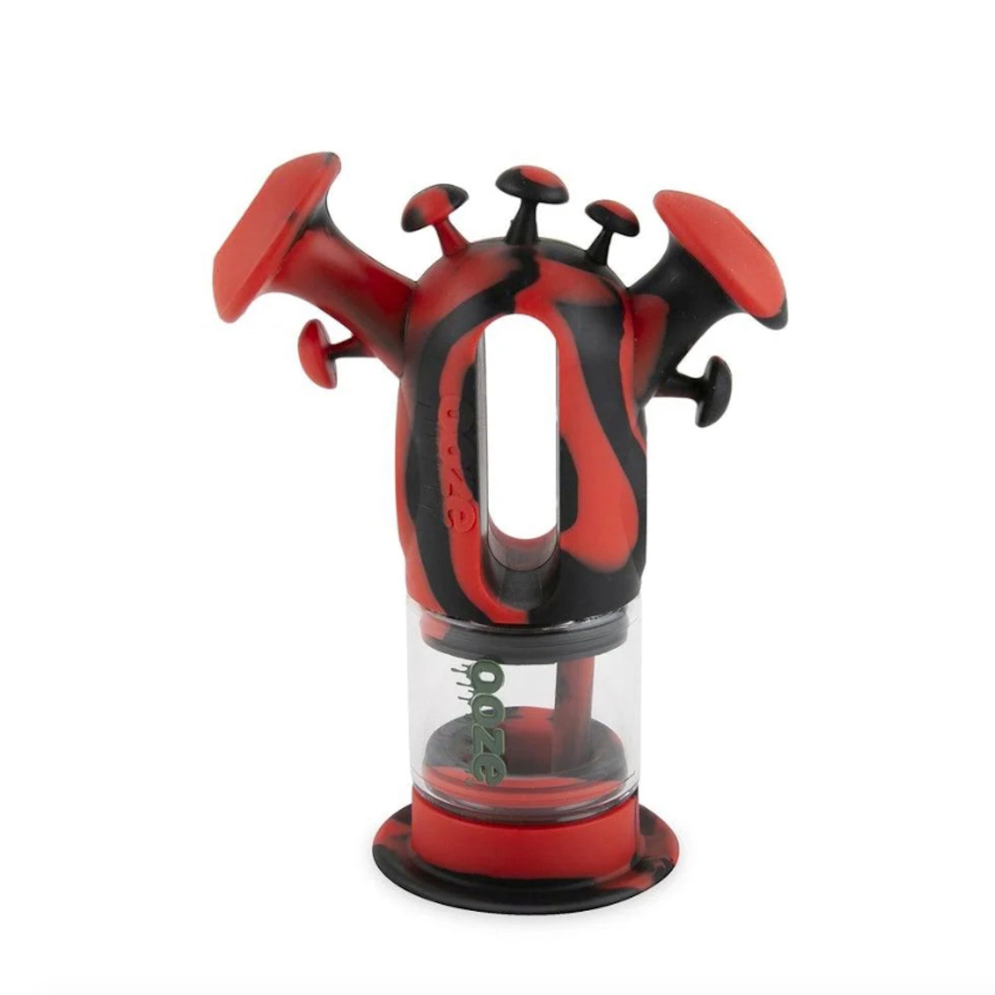 Ooze Trip Pipe Silicone Bubbler - 7.5 inches Black/Red