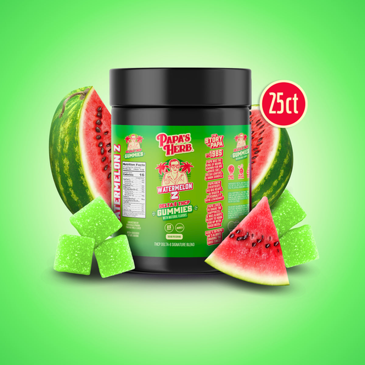 Papa's Herb Delta 8 + THC-P Gummies - 2500mg (25ct) Watermelon Z
