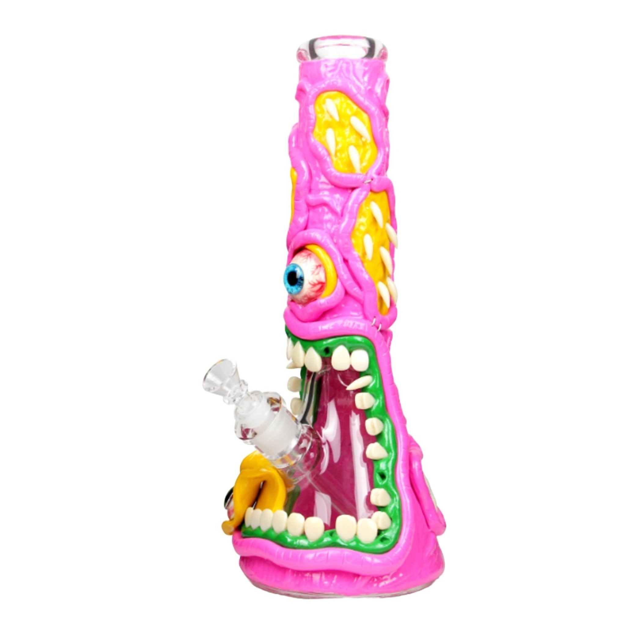 Pink Necrotic Neon Monster Bong - 14in - Everything 420