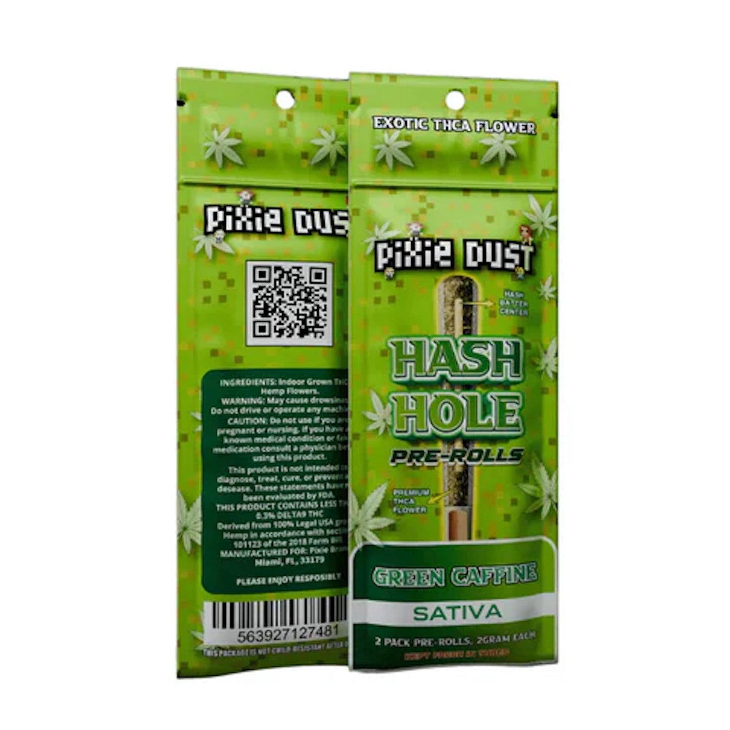 Pixie Dust Hash Hole Premium THC-A Pre-Rolls - 2g Green Caffine (S)