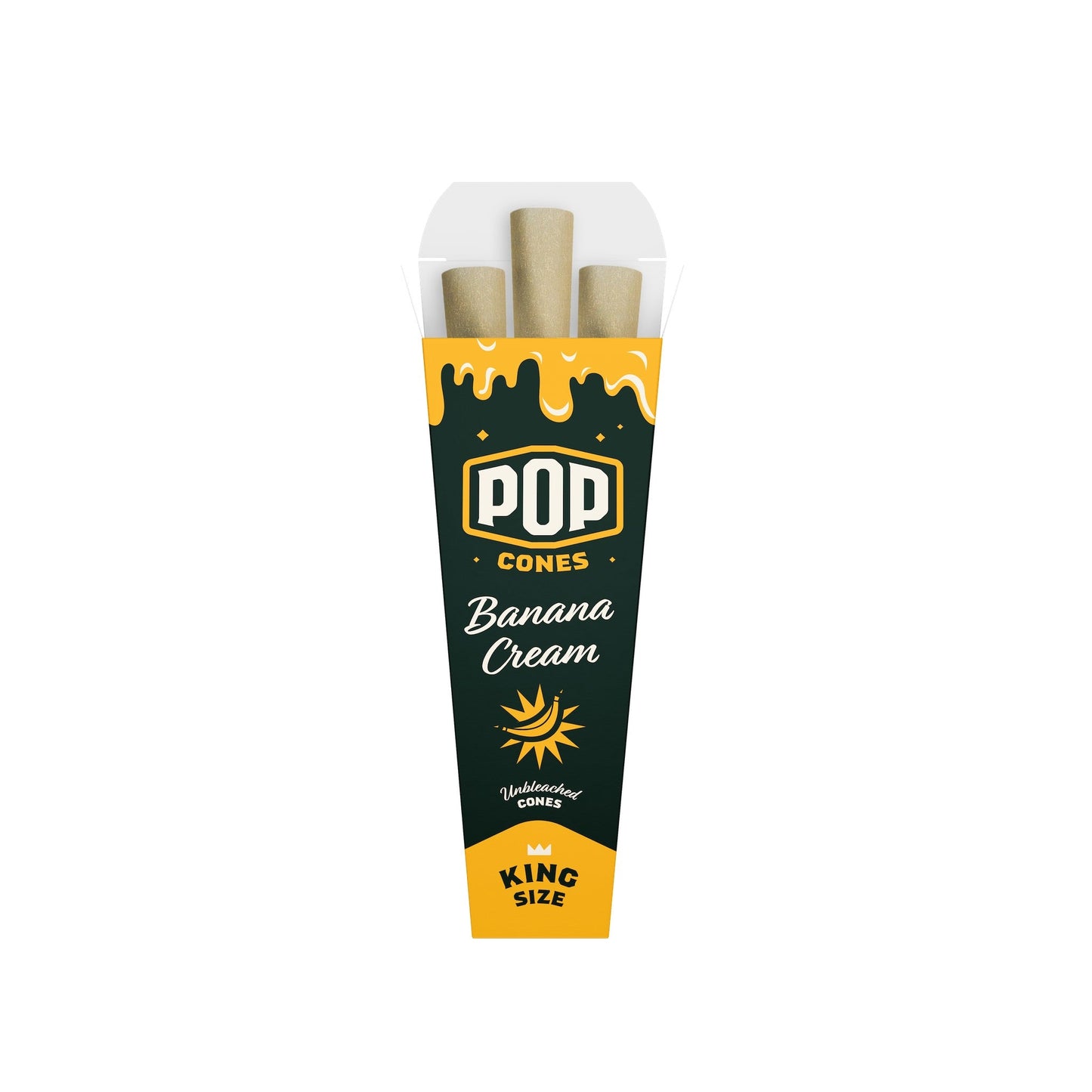 Pop Cones Unbleached King Size - 3ct Banana Cream