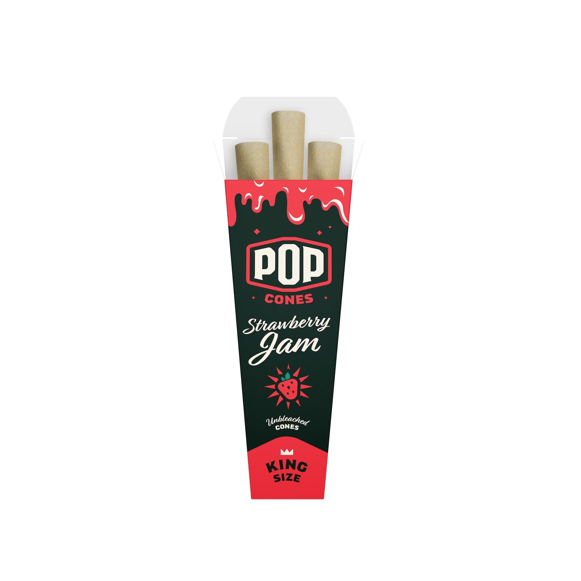 Pop Cones Unbleached King Size - 3ct Strawberry Jam