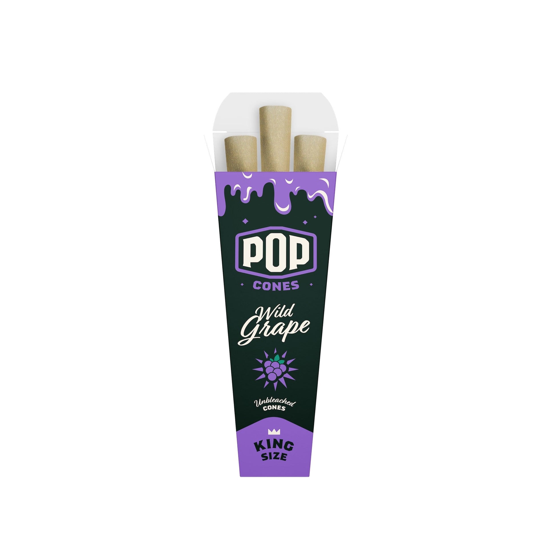 Pop Cones Unbleached King Size - 3ct Wild Grape