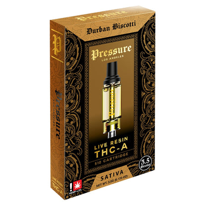 Pressure Live Resin THC-A Cartridge - 3500mg Durban Biscotti