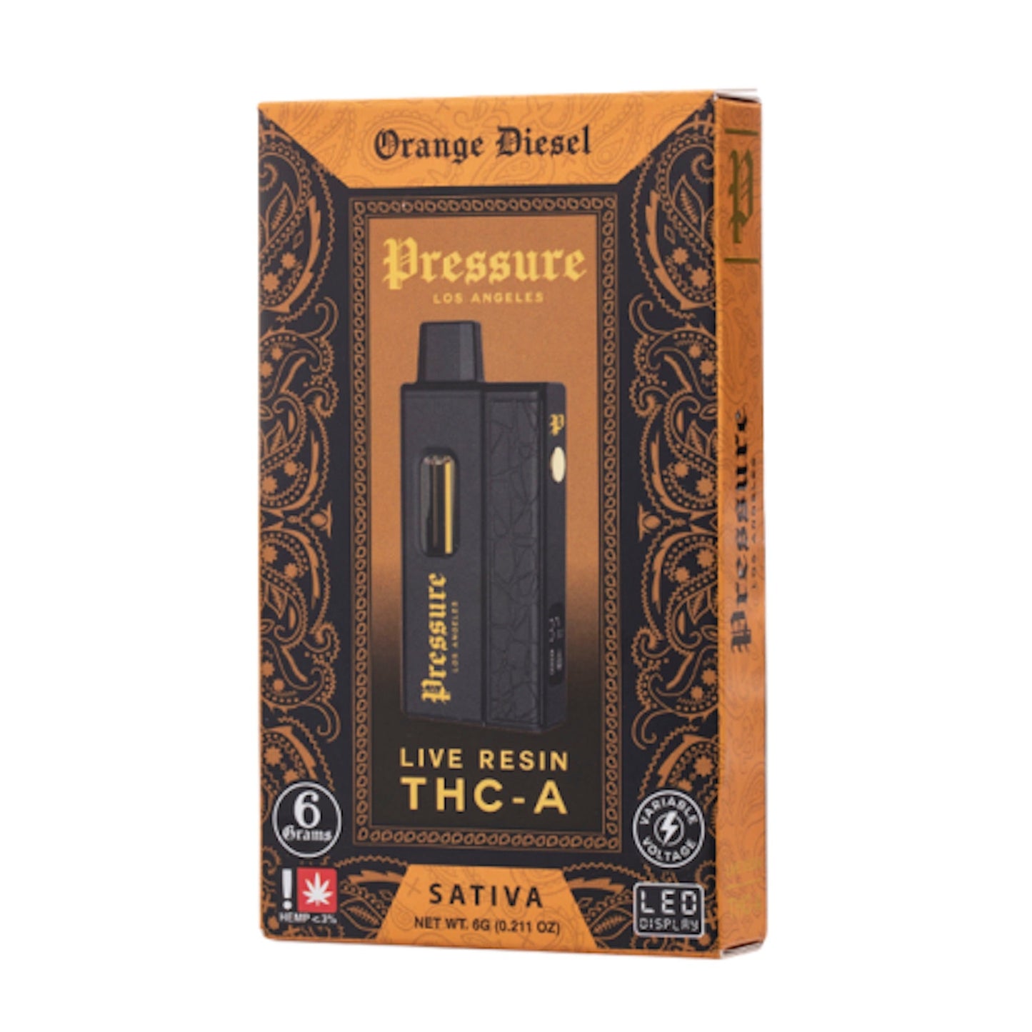 Pressure Live Resin THC-A Vaporizer - 6000mg Orange Diesel (S)