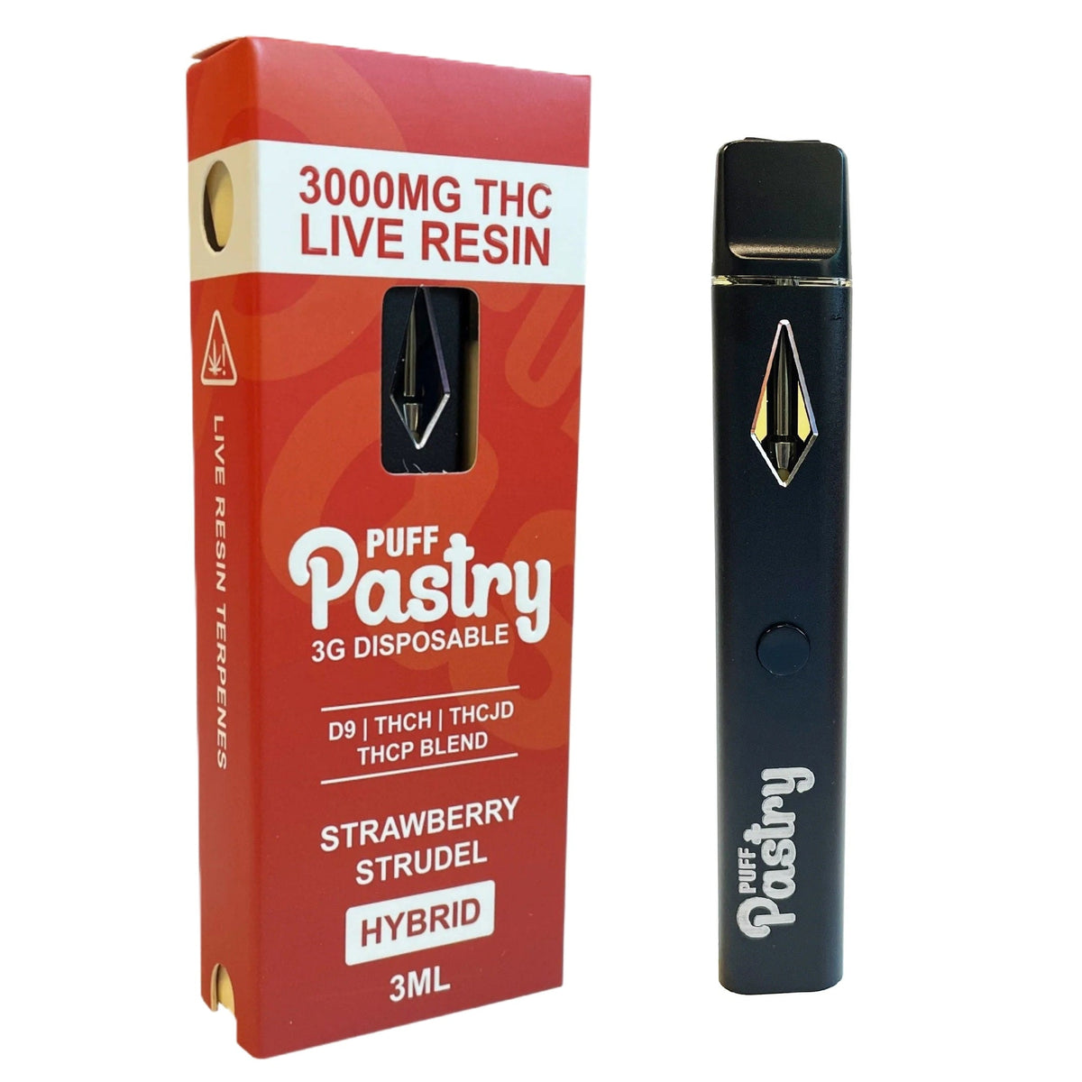 Puff Pastry THC Live Resin Blend Device - 3000mg Strawberry Strudel (H) / 1 Pack