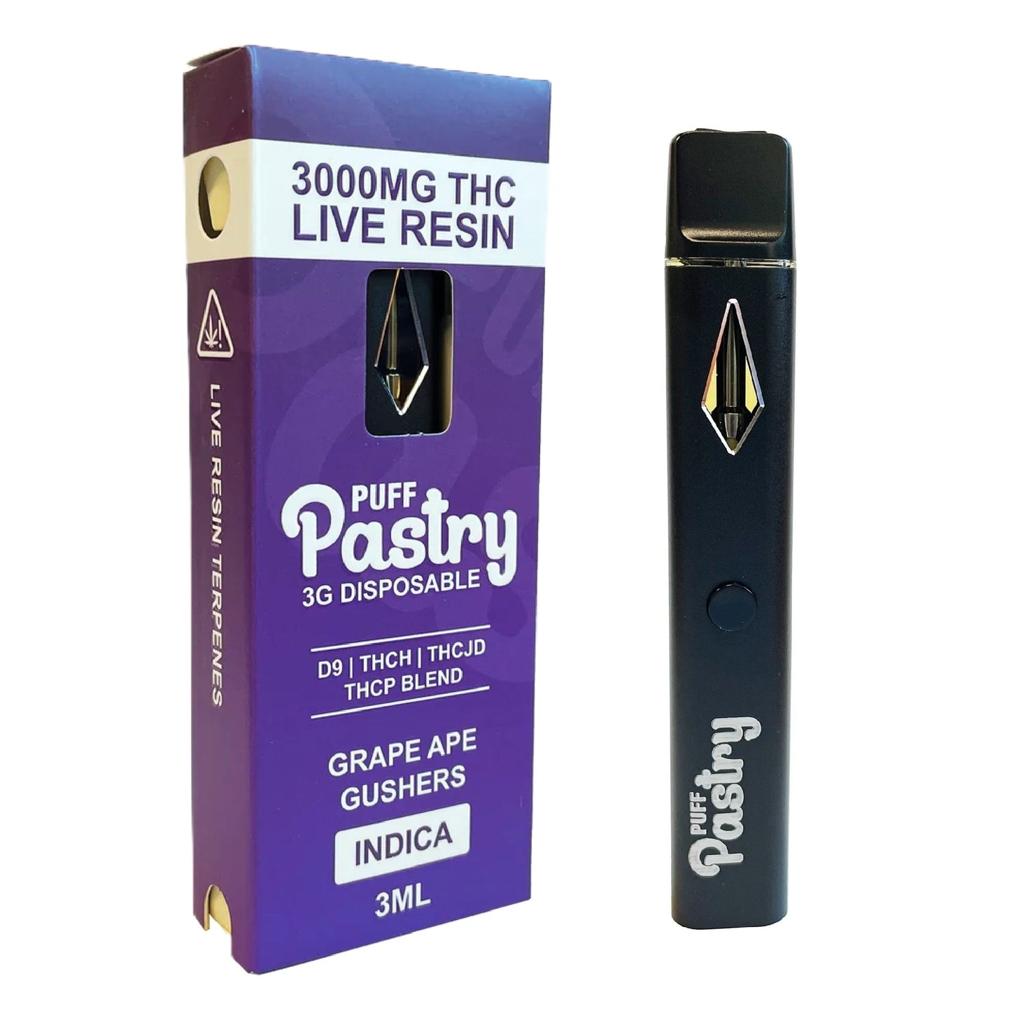 Puff Pastry THC Live Resin Blend Device - 3000mg Grape Ape Gushers / 1 Pack