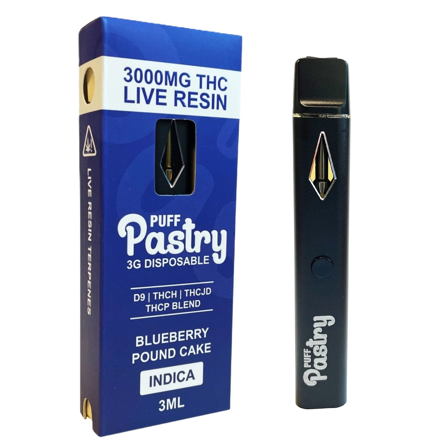 Puff Pastry THC Live Resin Blend Vaporizer - 3000mg Blueberry Pound Cake (I)