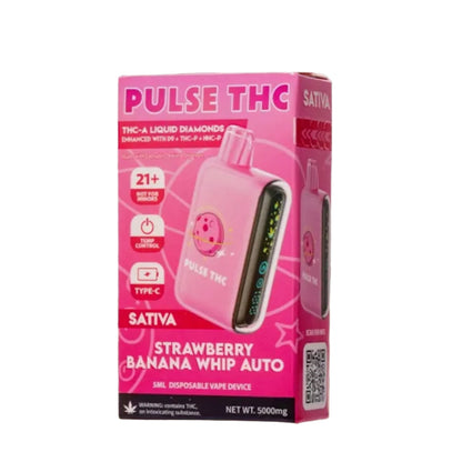 Pulse THC-A Liquid Diamonds Vaporizer - 5000mg Strawberry Banana Whip Auto (S)