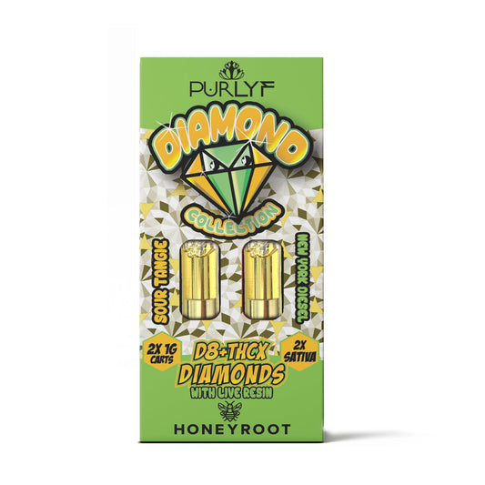 Purlyf + Honeyroot Diamonds Blend Cartridge - 2 Pack Sour Tangie + New York Diesel