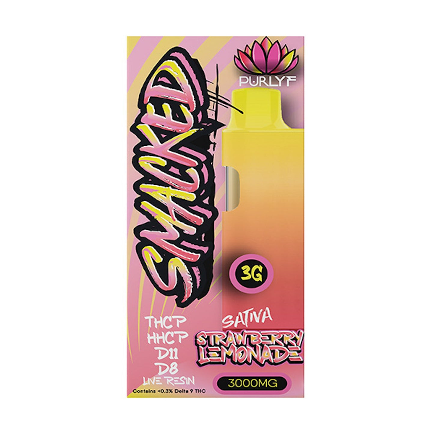 Purlyf Smacked Live Resin Vaporizer - 3000mg Strawberry Lemonade