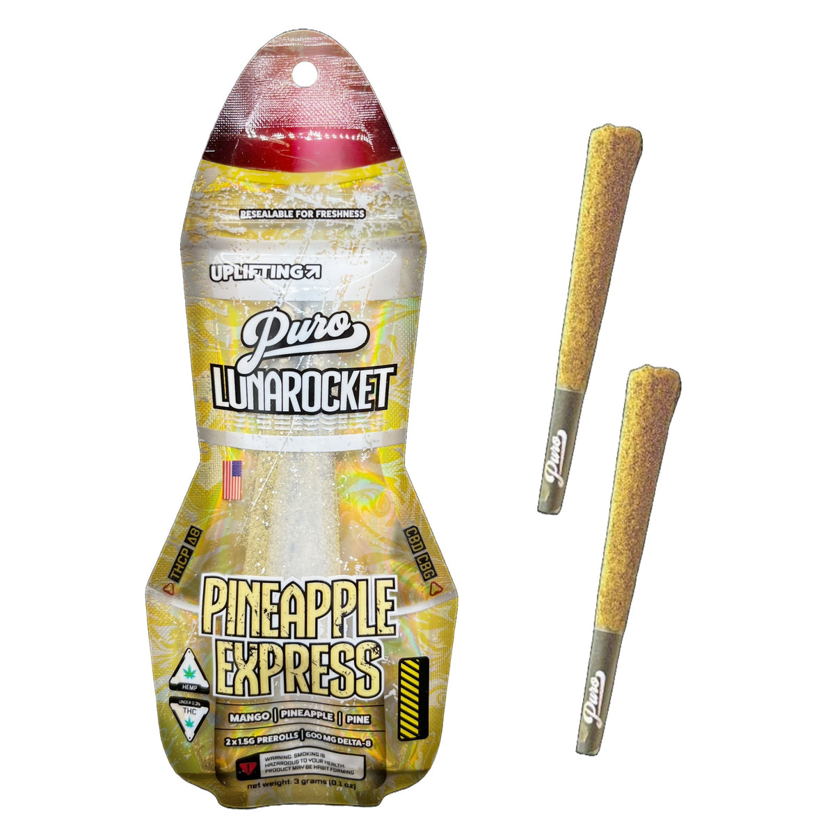 Puro Lunarockets Delta 8 Pre Rolls 2ct Everything 420