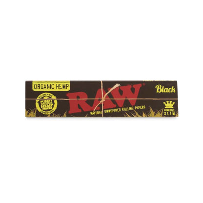 RAW Black Natural Unrefined Rolling Papers Organic King Size Slim