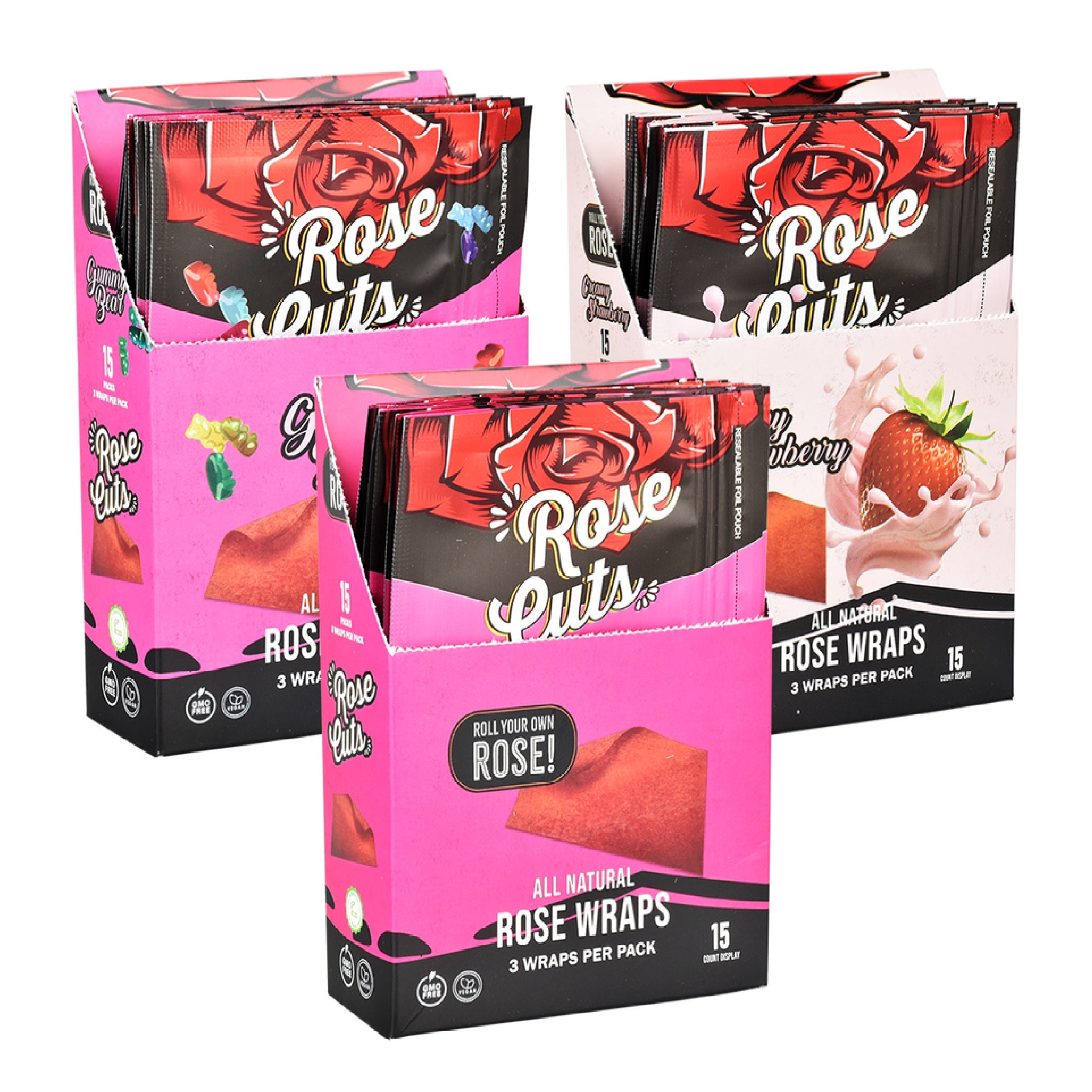 White Rose Rwrap Rose Cuts Pink Rose Wraps - 3ct - Everything 420