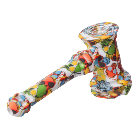 Silicone Cartoon Bubbler - 7in Skulls