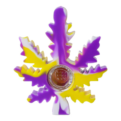 Silicone Marijuana Leaf Pipe - 4in Purple