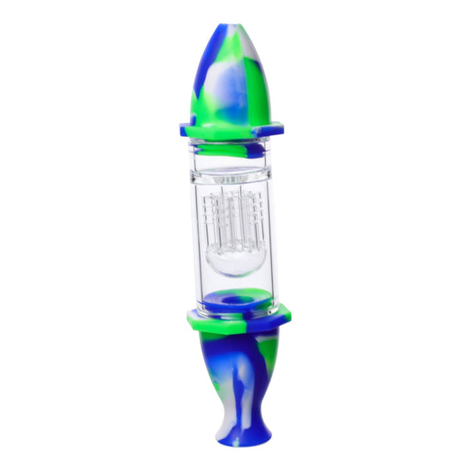 Silicone Perc Nector Collectar - 8in Green/Blue