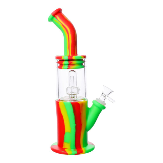 Silicone Rasta Perc Bong - 12in