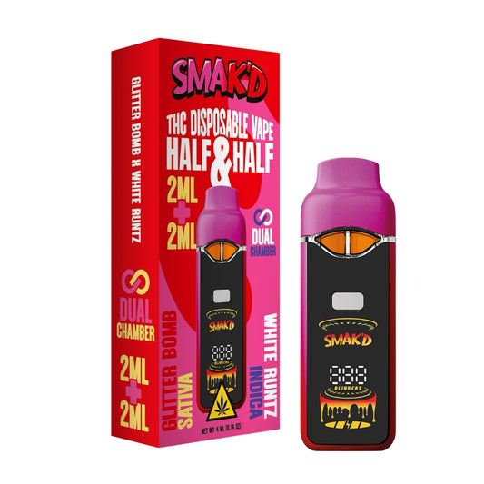 Smakd Half & Half Live Resin THC Dual Vaporizer - 4000mg Glitter Bomb (S) / White Runtz (I)
